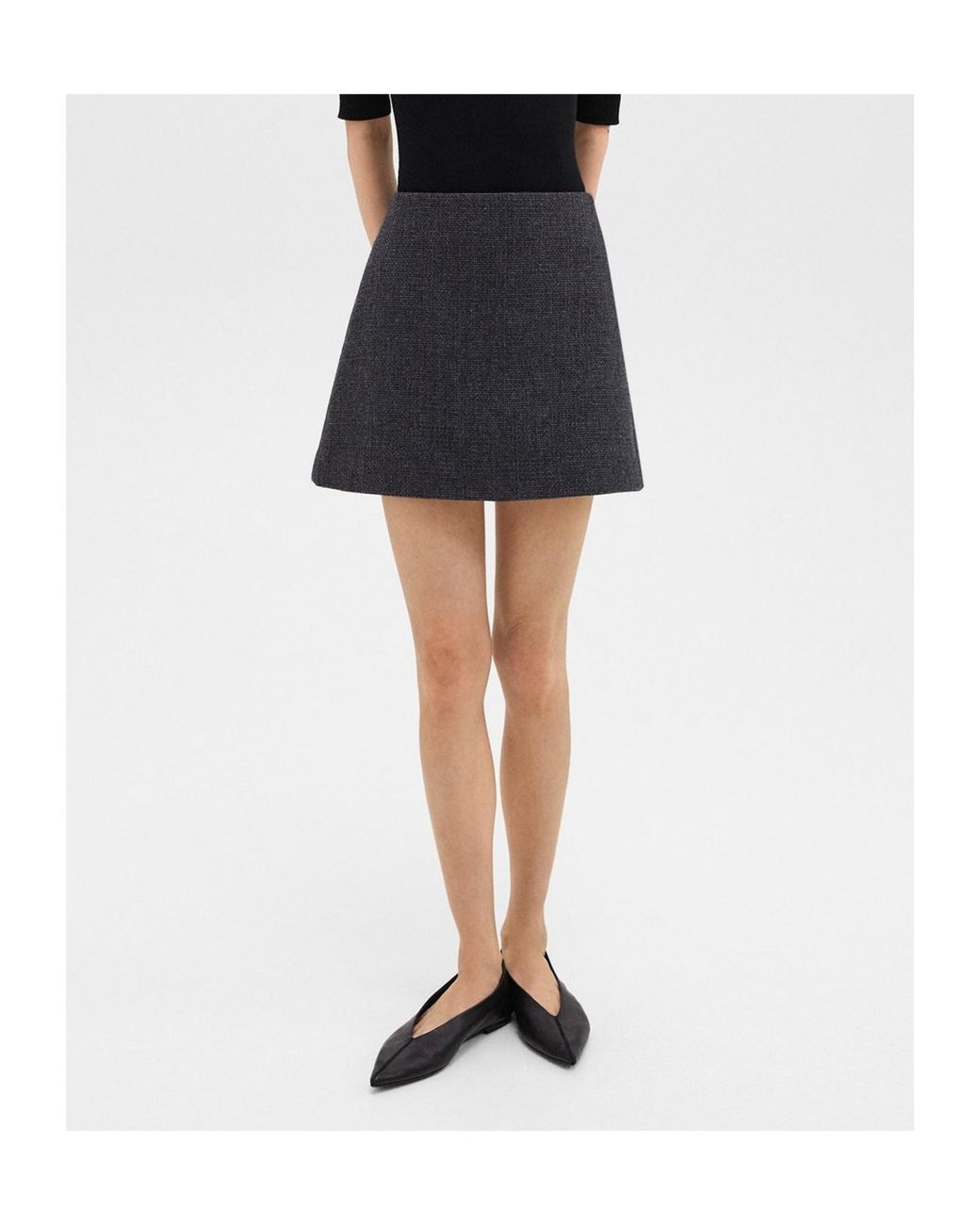 Theory Black Tweed High-Waist Mini Skirt