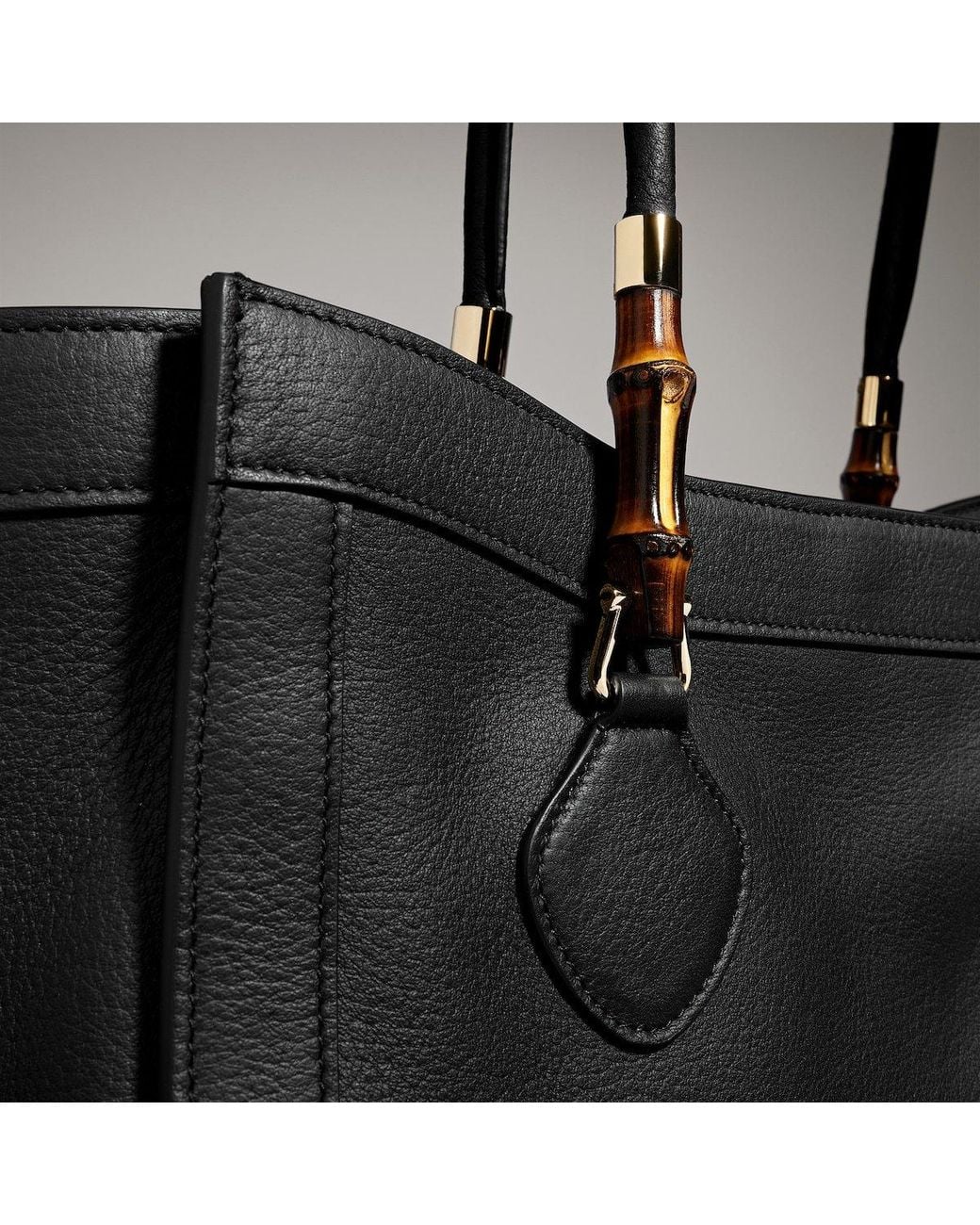 Gucci Black Bamboo Tote Medium Bag