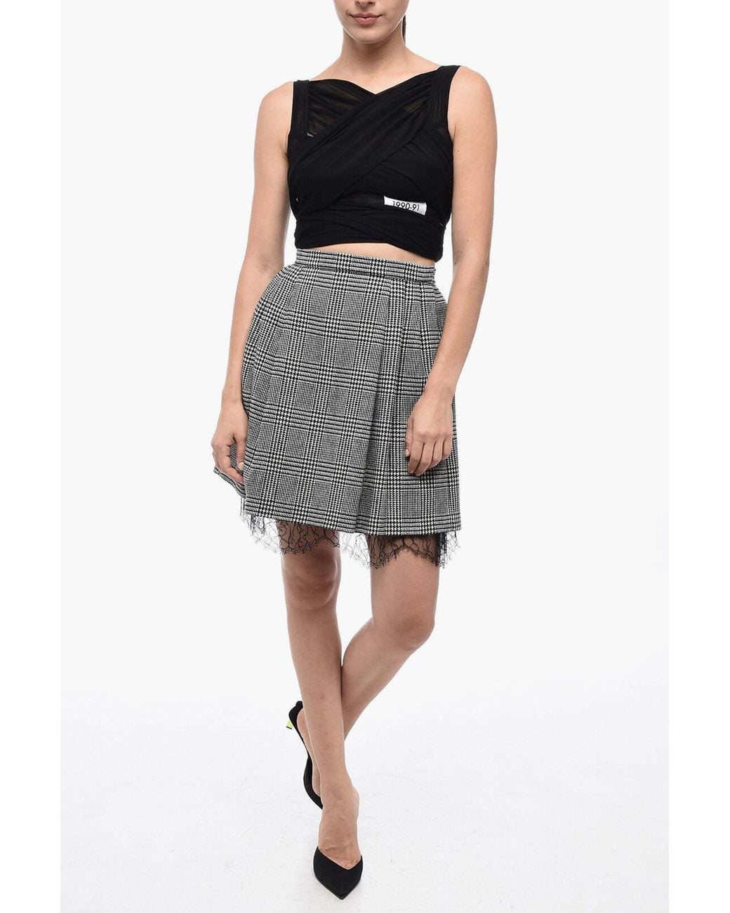 Dior Black Tartan Circle Skirt