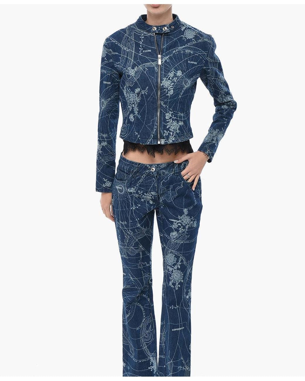 Off-White c/o Virgil Abloh Blue Printed Full-Zip Jacket