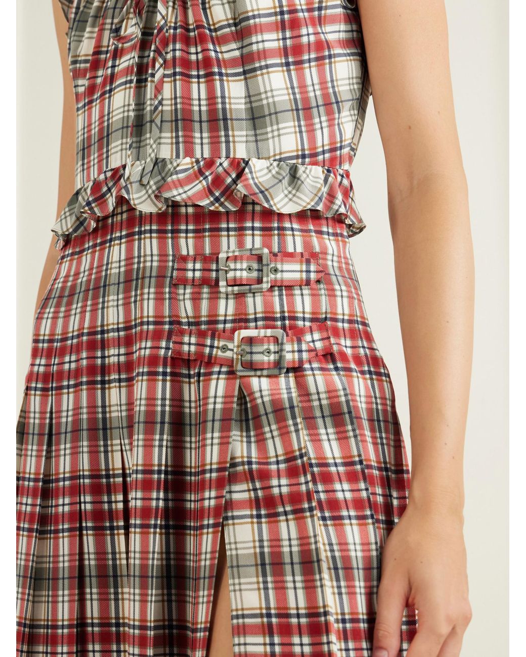 Alessandra Rich Green Silk-Crepe De Chine Midi Dress