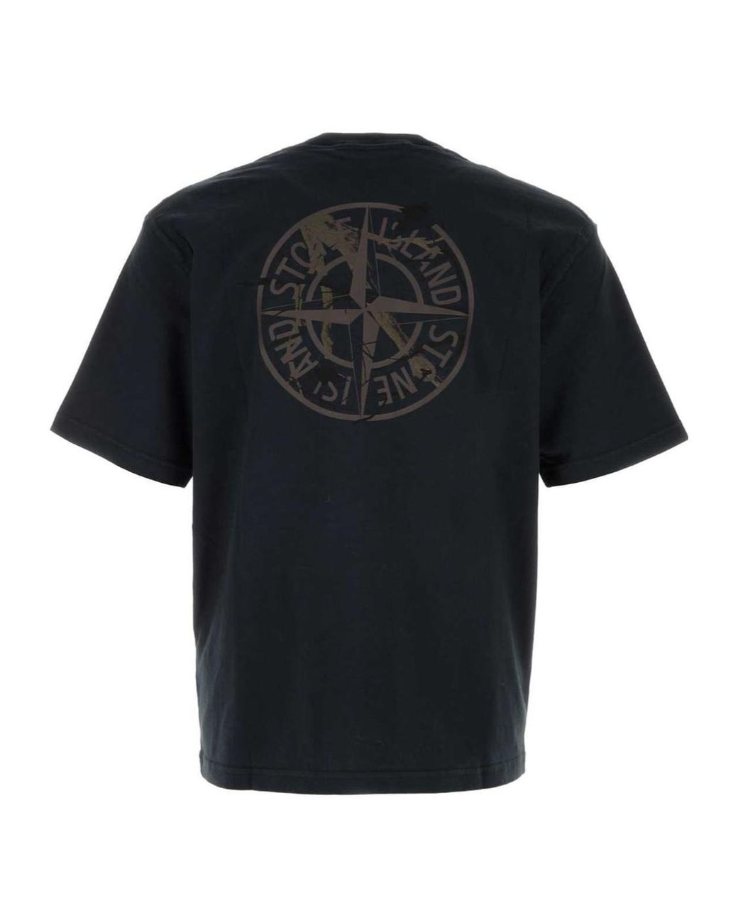 Stone Island Black Logo Print T-Shirt for men