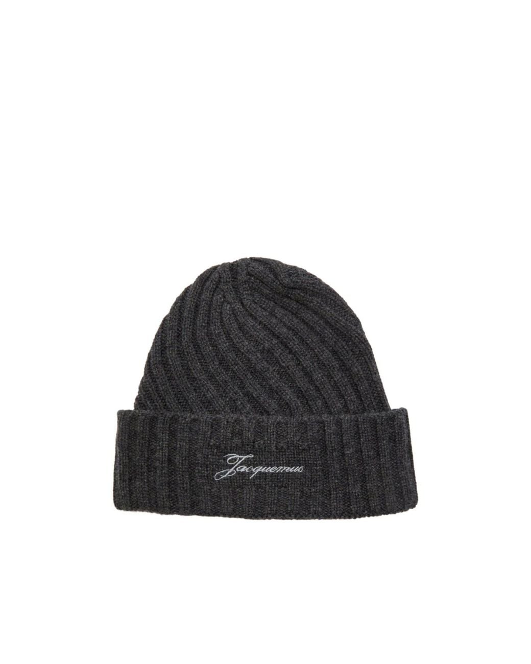 Jacquemus Black Wool-Blend Beanie Ribbed for men