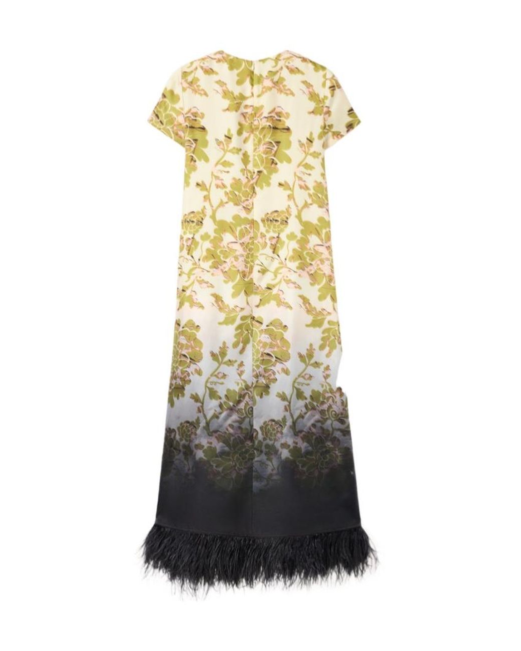 LaDoubleJ Metallic Swing Feather-Trim Maxi Dress