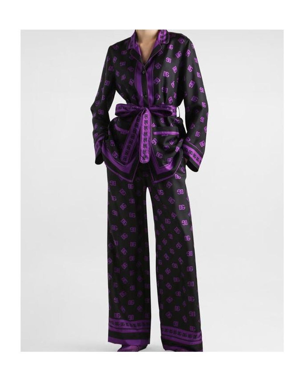 Dolce & Gabbana Purple Dg All-Over Printed Twill Vanity Shirt