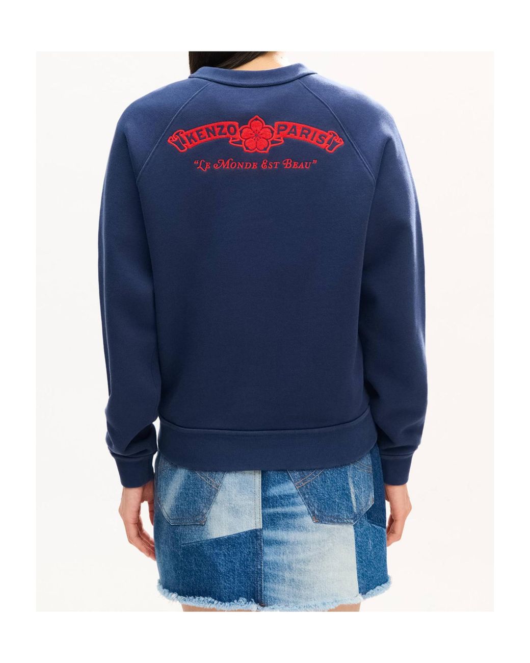 KENZO Blue Logo Detailed Crewneck Sweatshirt