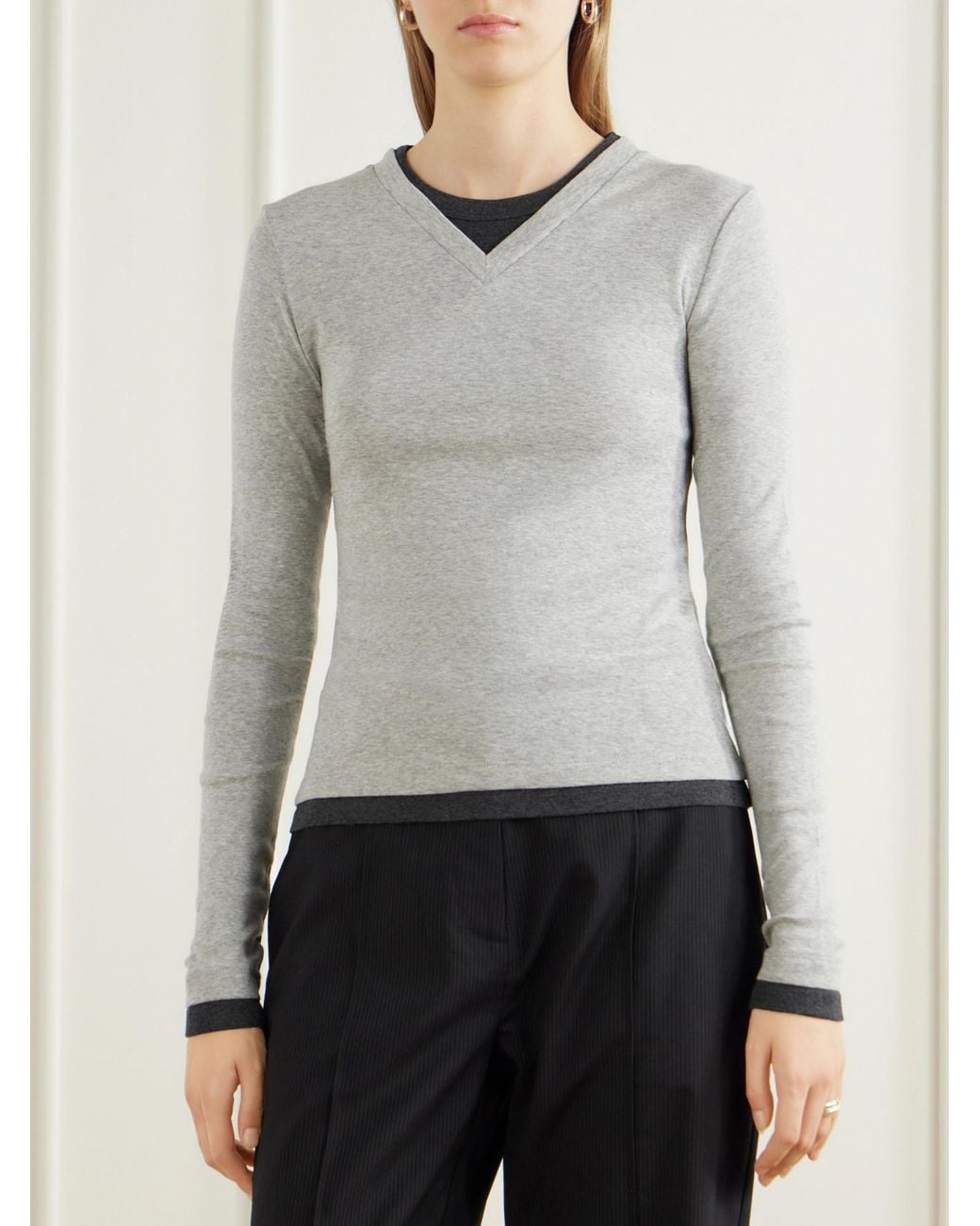 St. Agni Gray Casual Long-Sleeve T-Shirt