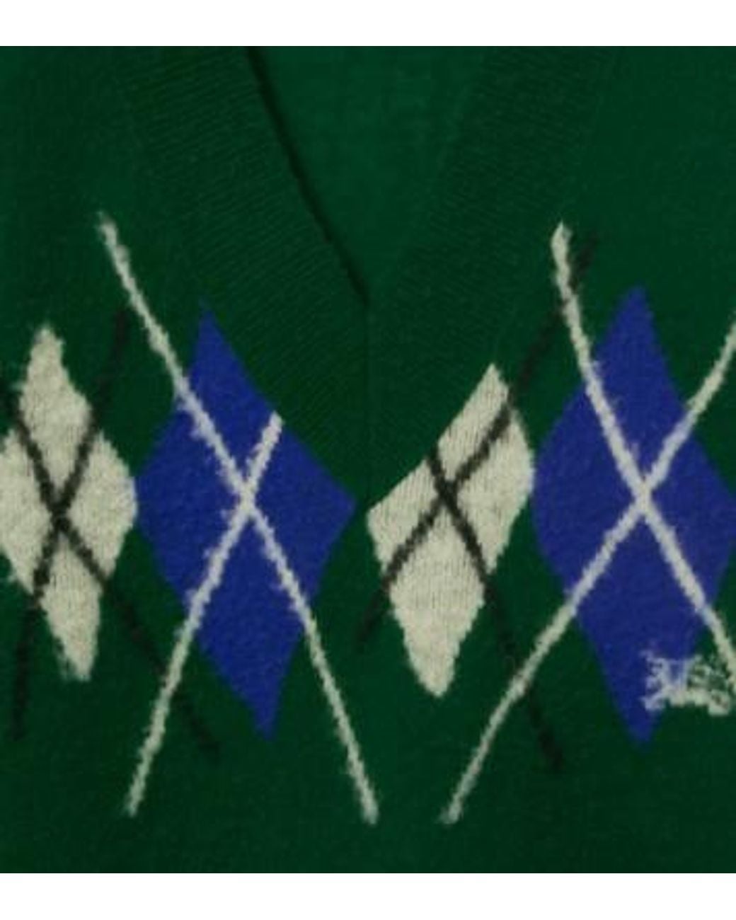 Burberry Green Argyle-Intarsia V-Neck Maxi Dress