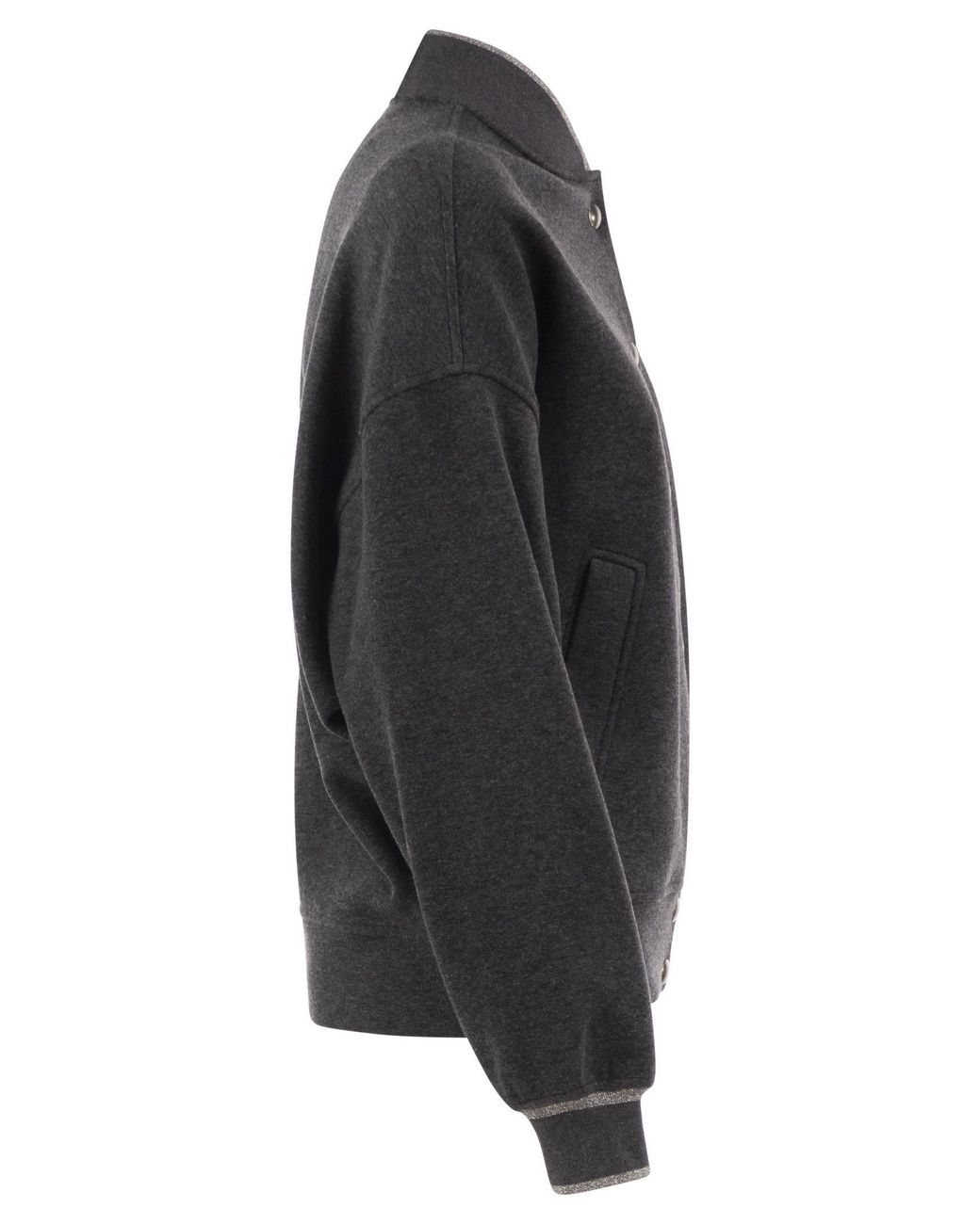 Brunello Cucinelli Gray Techno Cotton And Cashmere Interlock Bomber Jacket