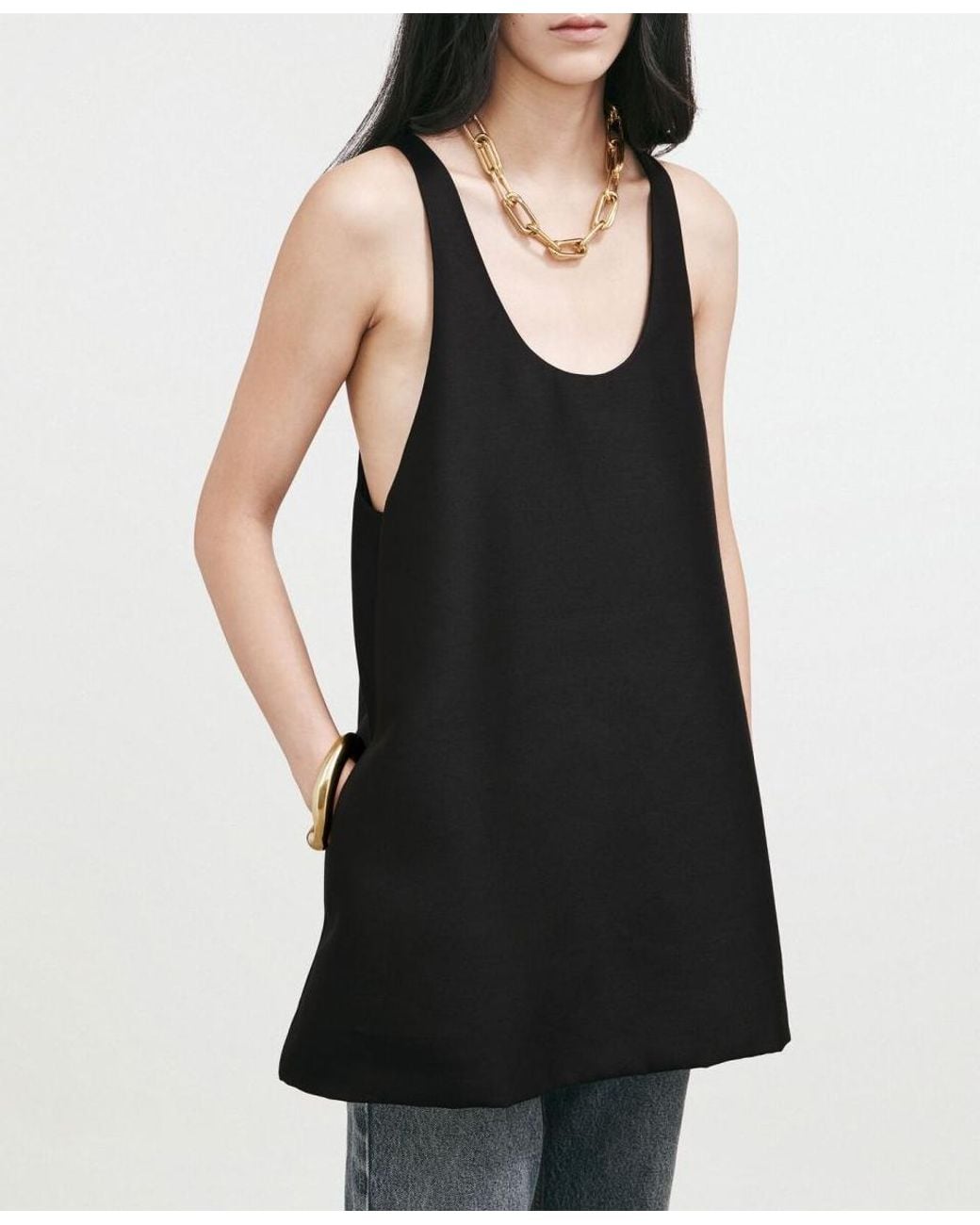 Balenciaga Black Scooped Mini Dress