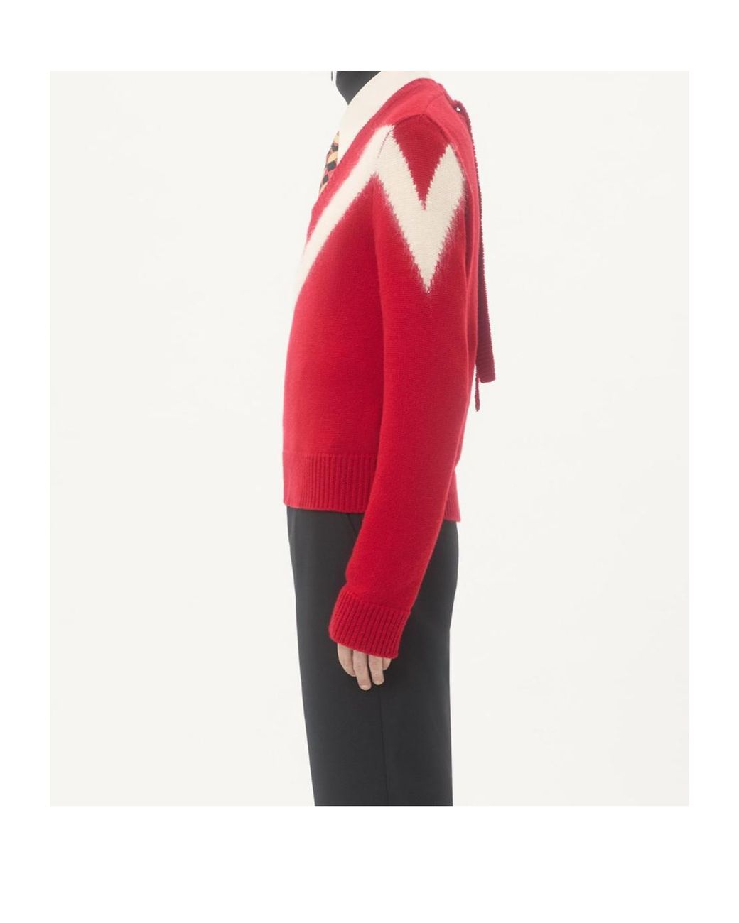 Valentino Red V-Neck Long-Sleeved Jumper for men