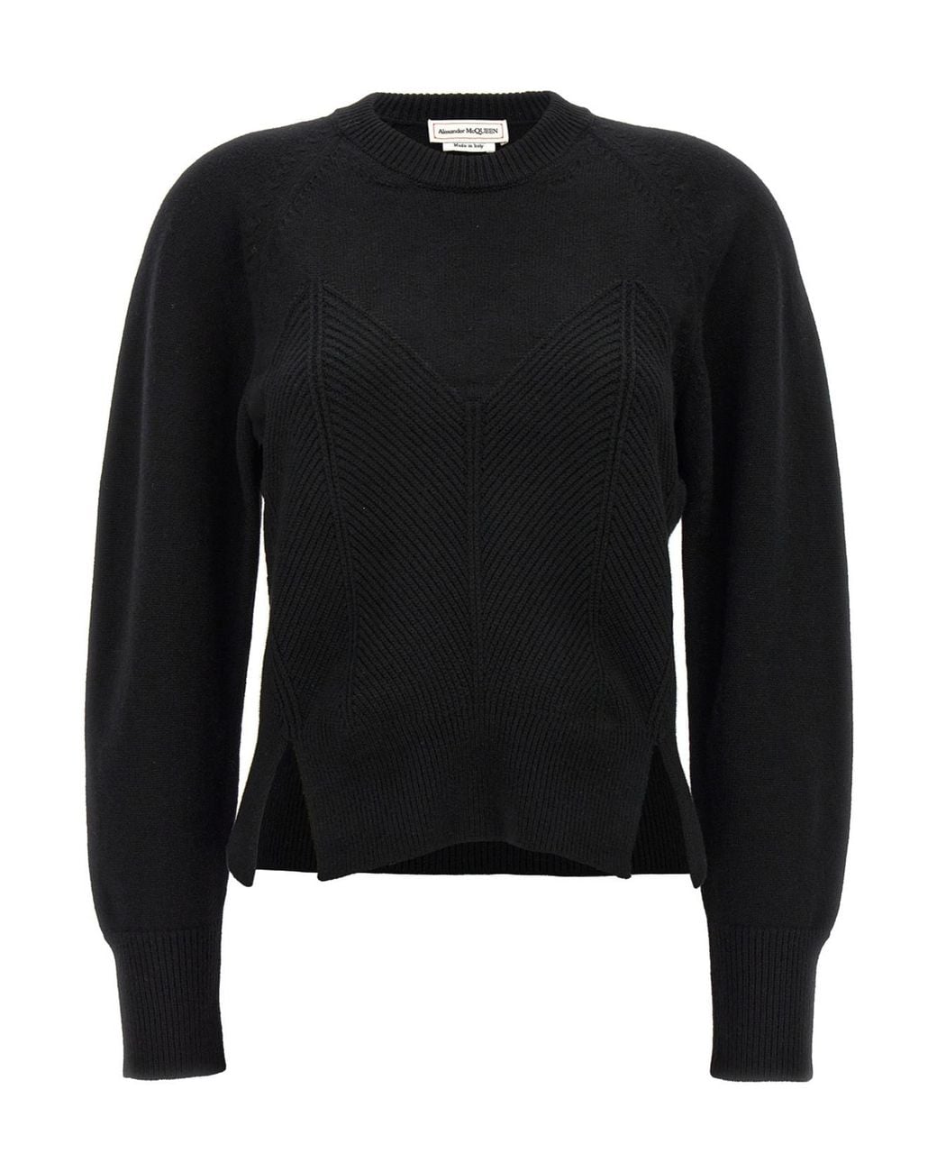 McQueen Black Chevron Corset Crewneck Jumper