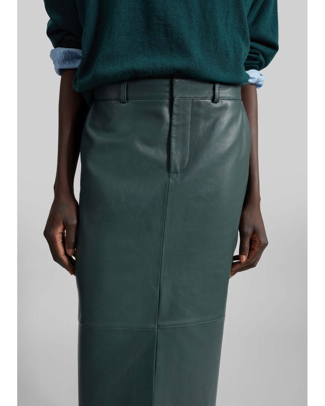 Frankie Shop Gray Maybelle Front-Slit Pencil Skirt