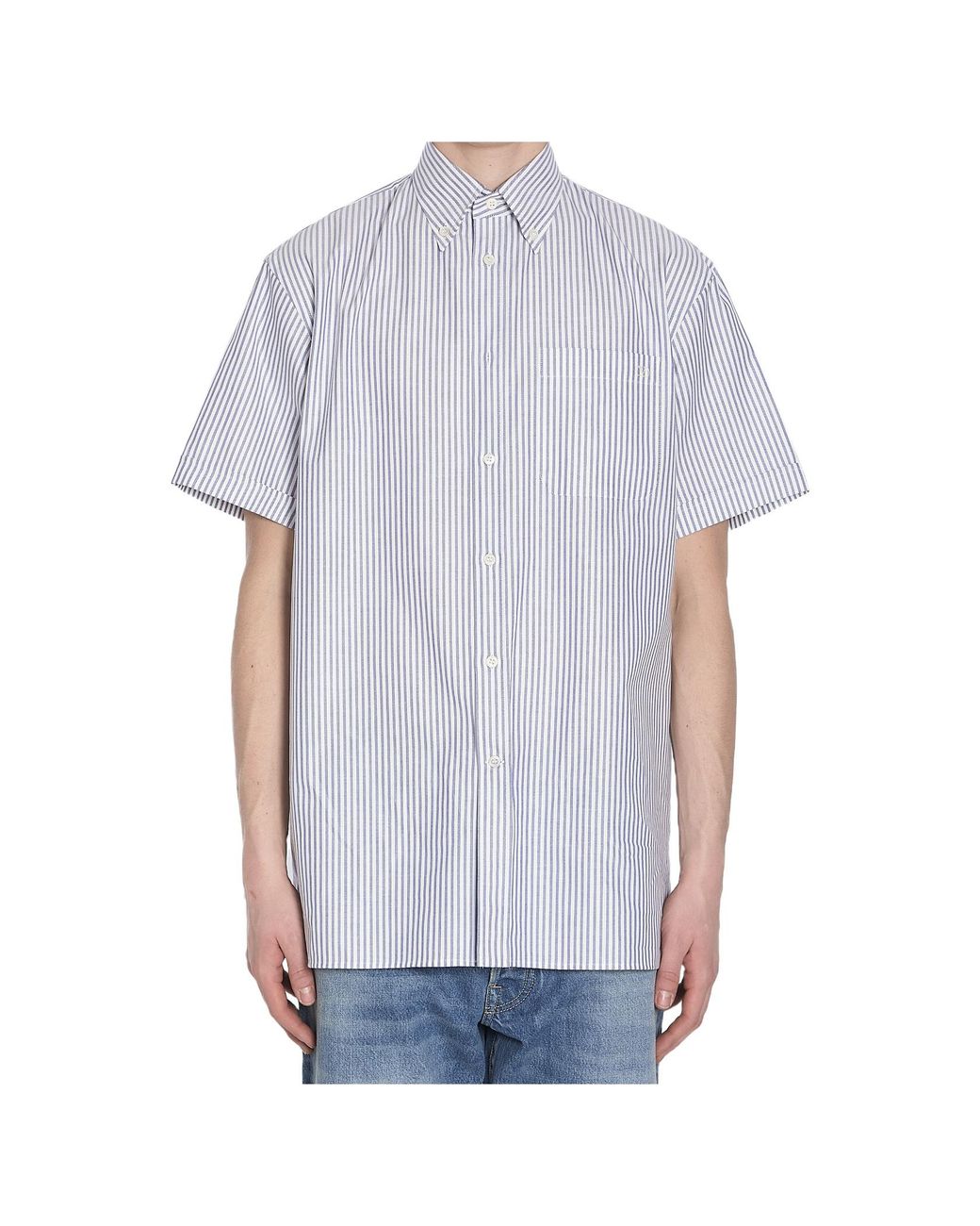 Valentino White Striped Button-Up Shirt for men