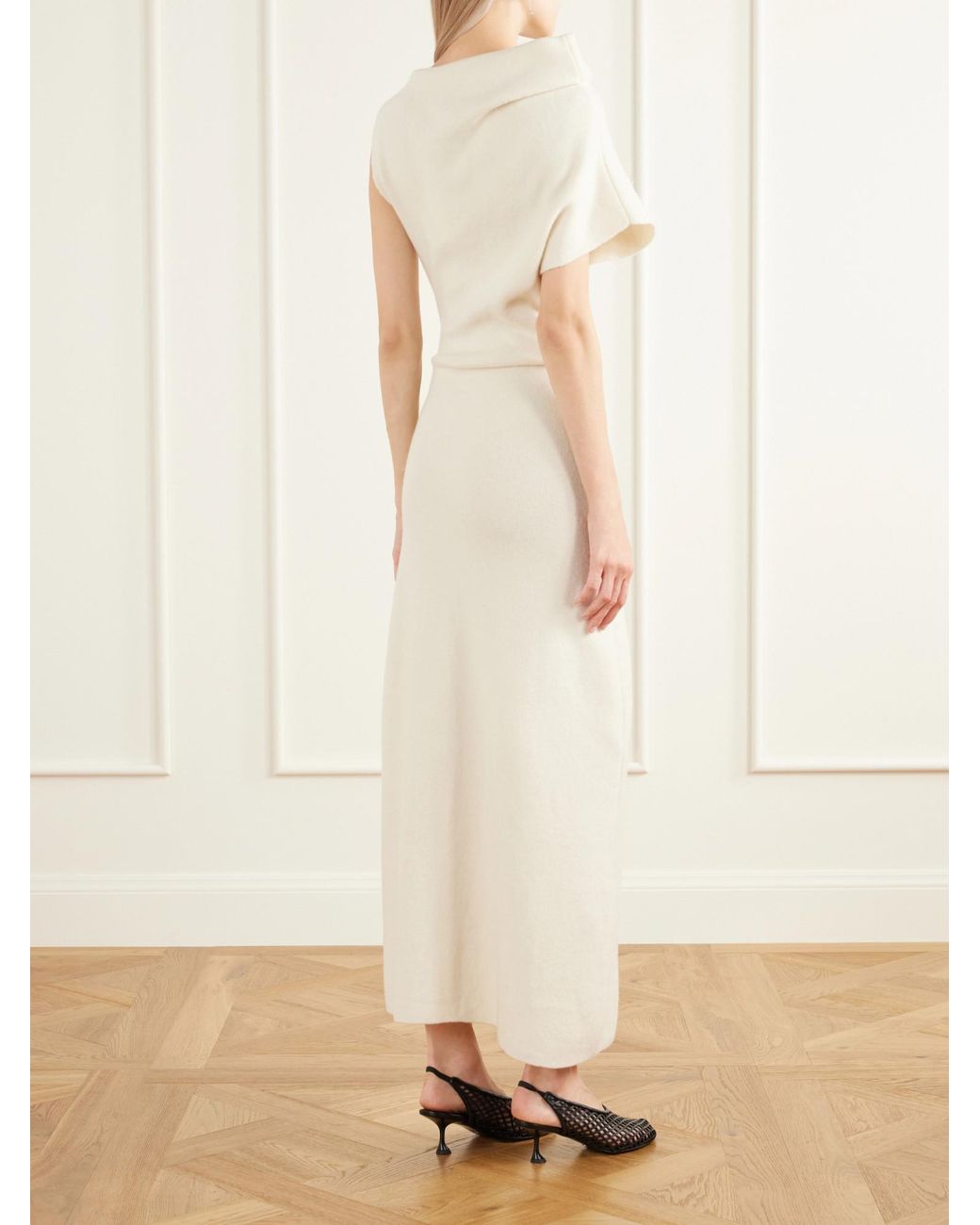 Proenza Schouler White Asymmetric Wool-Blend Midi Dress