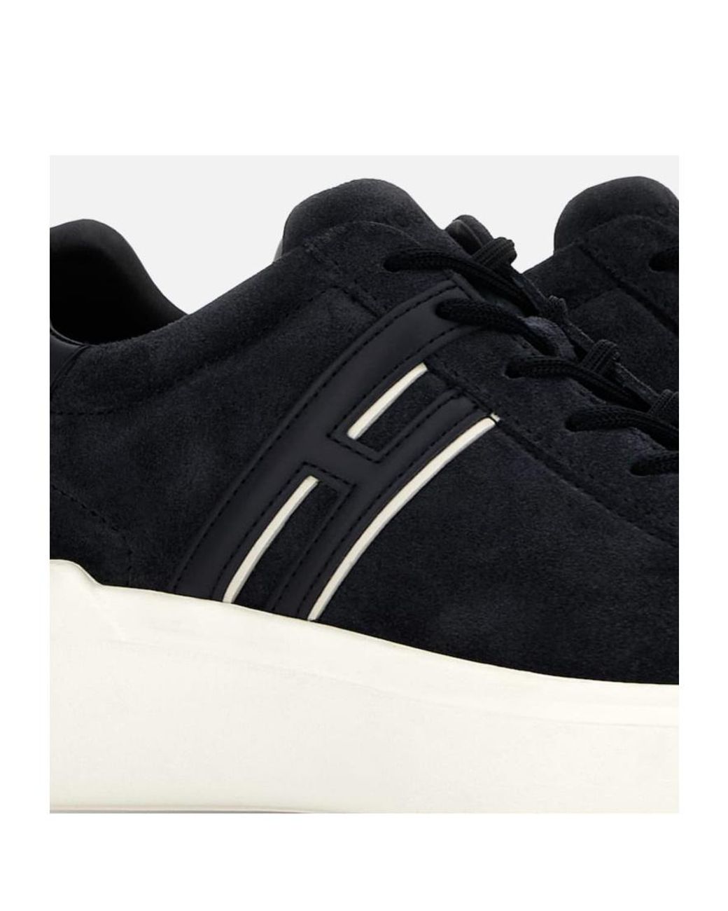 Hogan Black Leather Sneakers With Logo-Embellished Side Panels for men