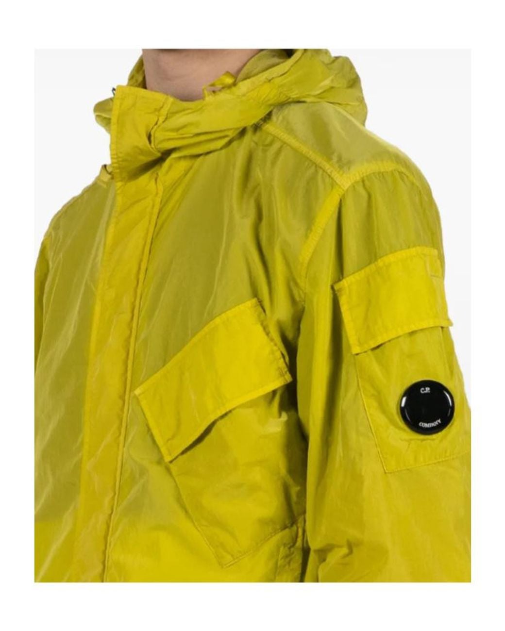 C P Company Yellow Hooded Lens Jacket for men