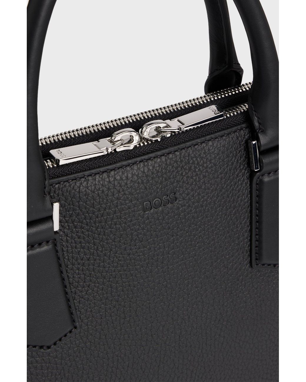 Boss Black Leather Laptop Bag for men