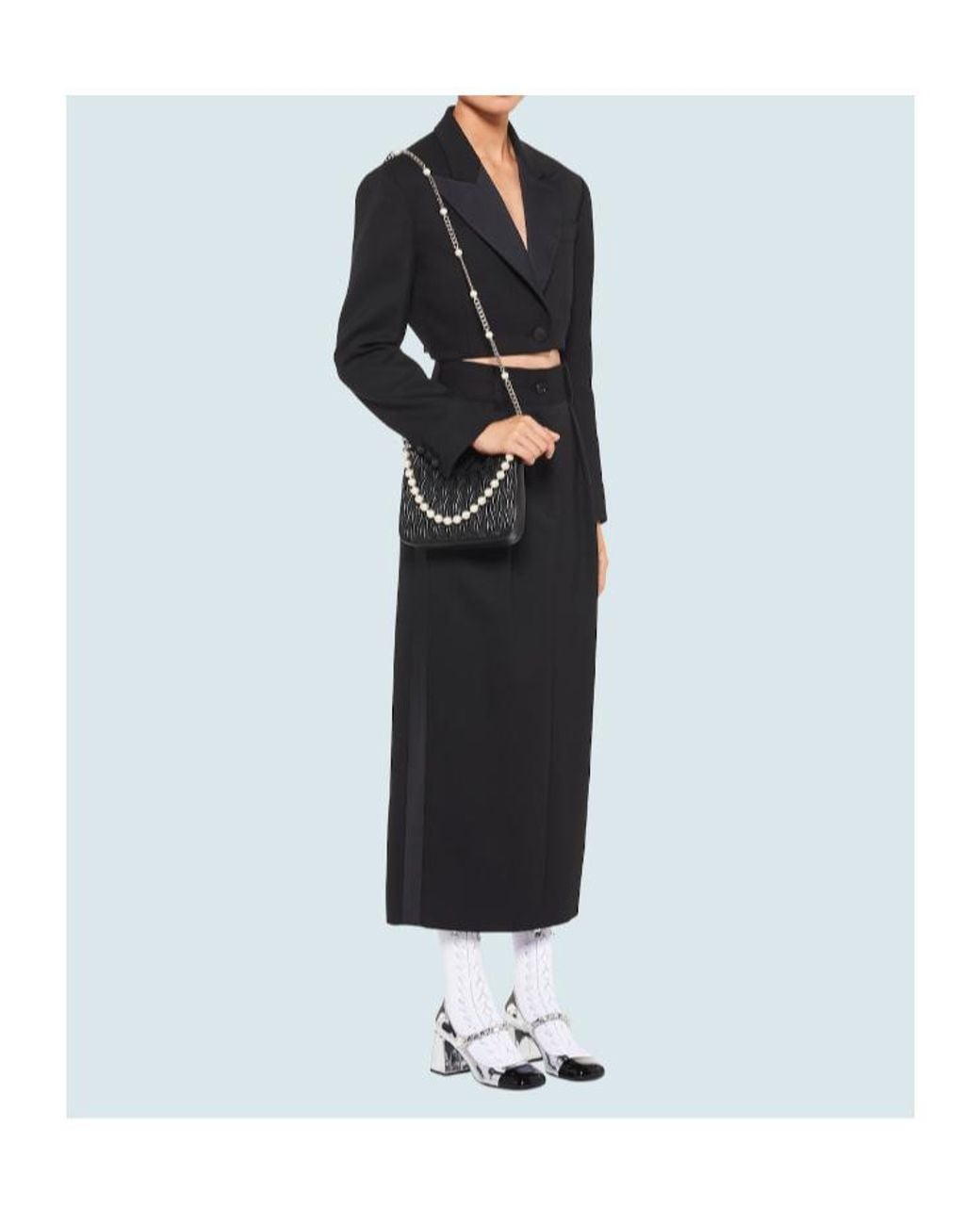 Miu Miu Black Cropped Grain De Poudre Jacket