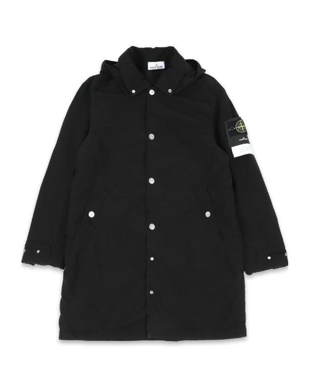 Stone Island Black Long Hooded Parka for men