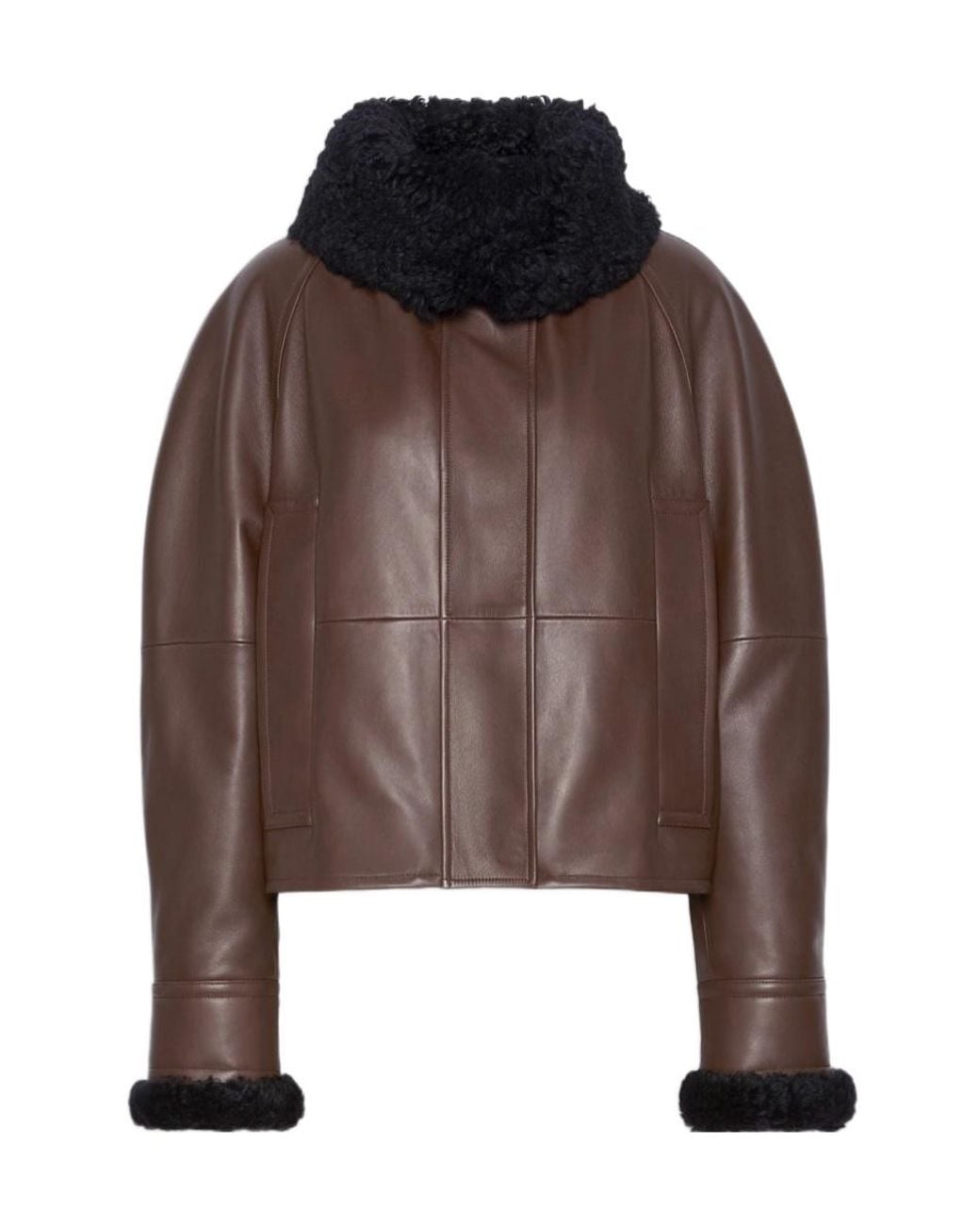 Sportmax Brown Short Padded Leather Jacket