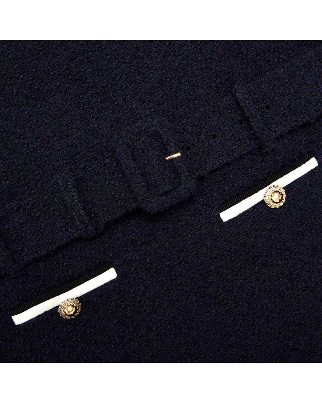 Self-Portrait Blue Belted Waist Boucle Mini Dress