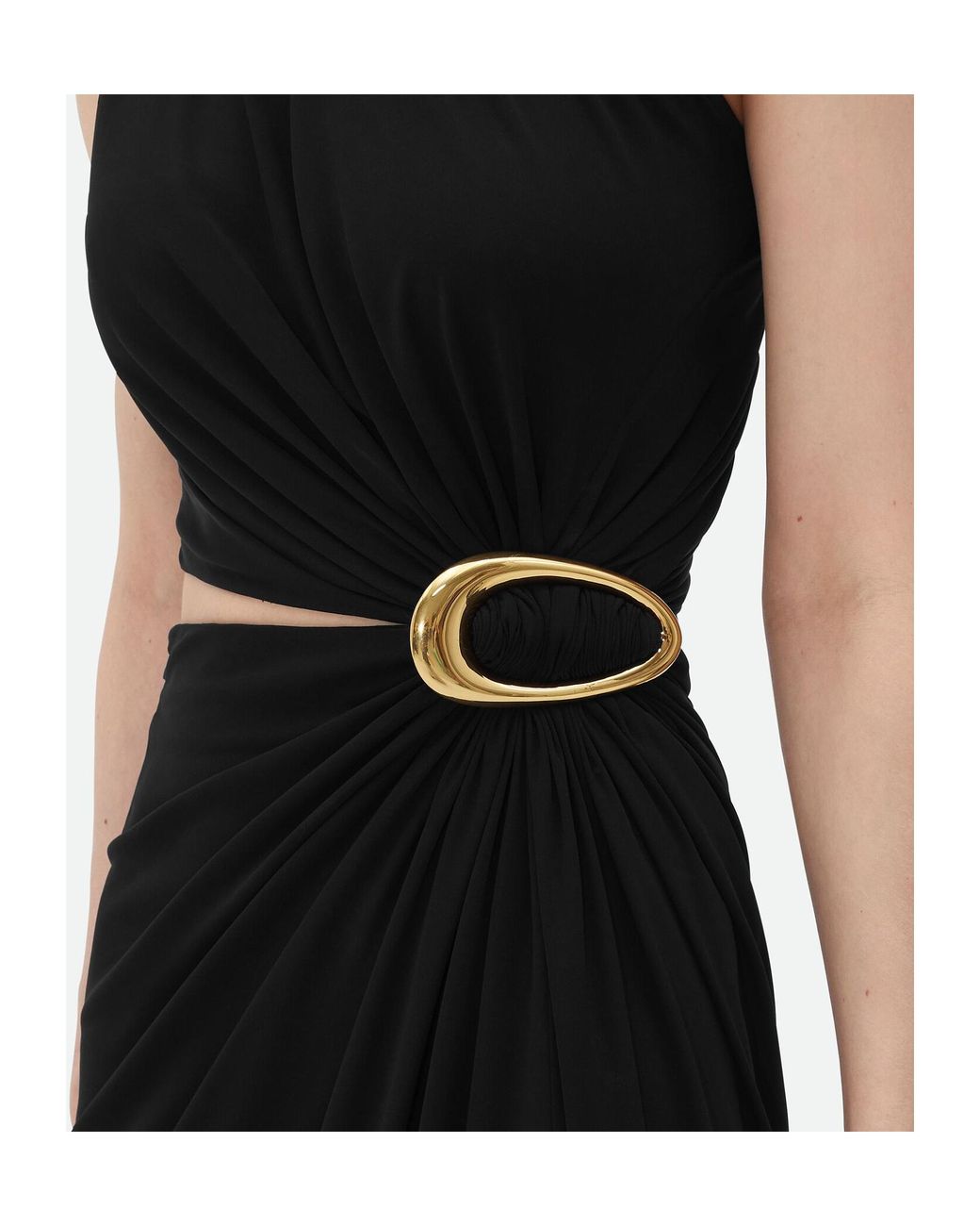 Bottega Veneta Black Buckle Detailed Sleeveless Midi Dress