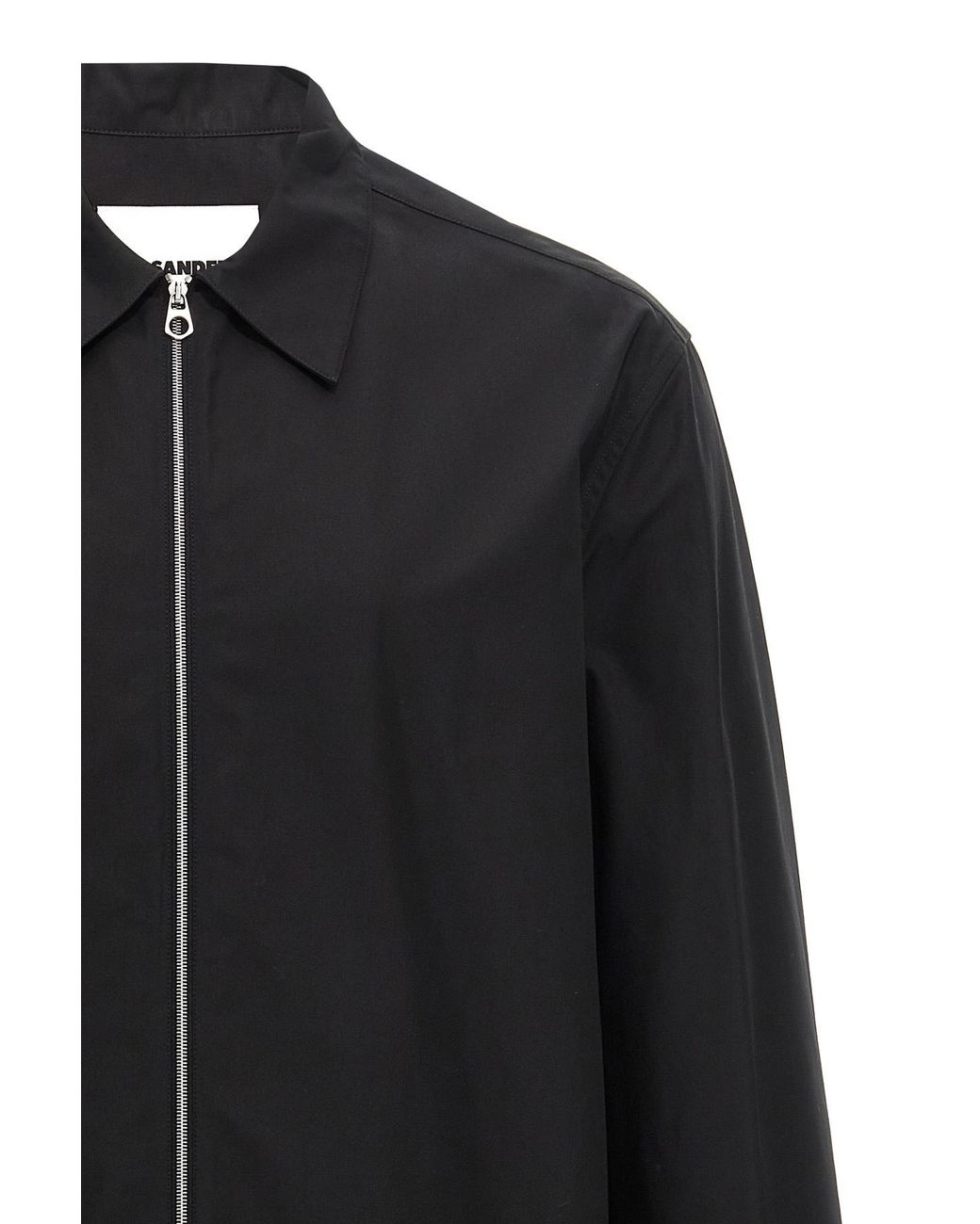 Jil Sander Black Long Sleeved Zip-Up Shirt for men