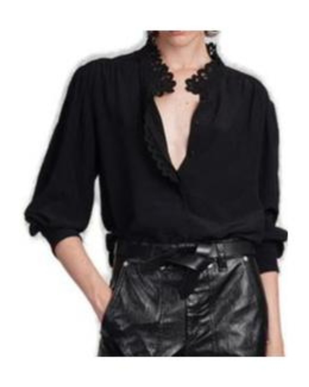 Isabel Marant Black Isabel Marant Étoile Estela Broderie Anglaise Trim Buttoned Shirt