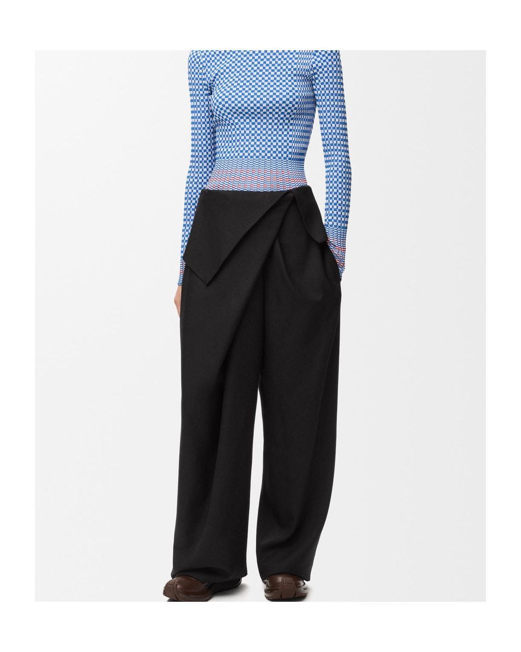 Loewe Black Wide-Leg Draped Trousers