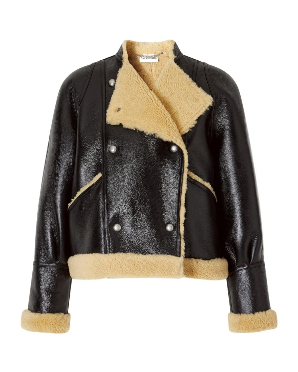 Altuzarra Black Kenny Shearling-Trimmed Leather Coat