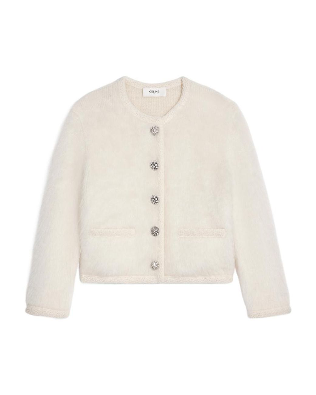 Céline White Brushed Mohair Cardigan