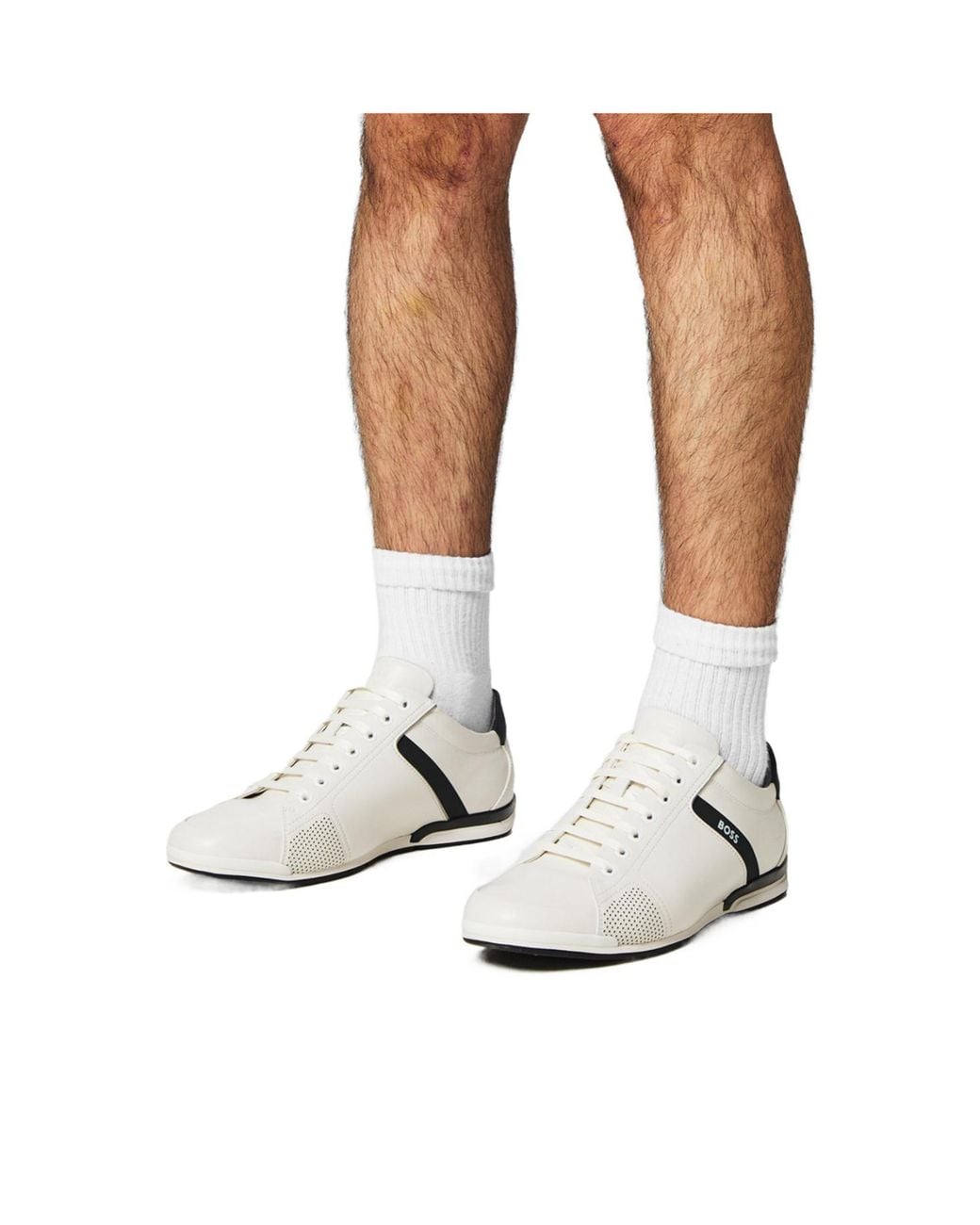Boss White Lowtop Casual Sneaker for men