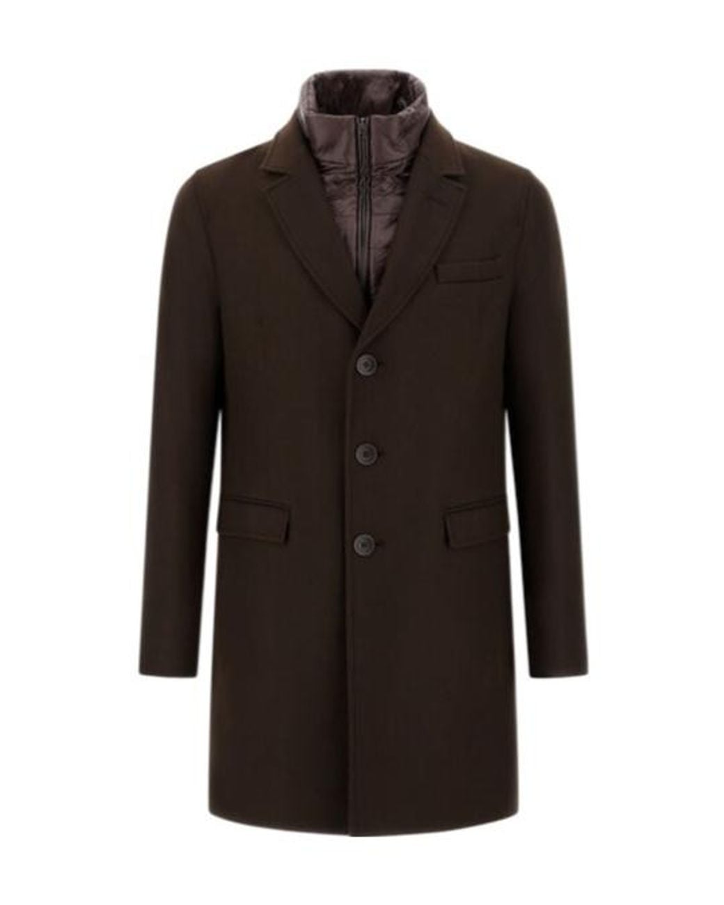 Herno Black Ecowool And Nylon Ultralight Coat for men