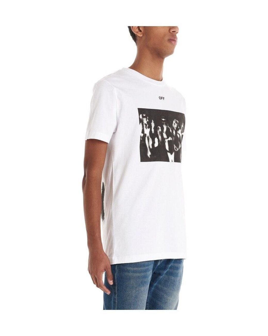 Off-White c/o Virgil Abloh White Spray Effect Logo Print T-Shirt for men