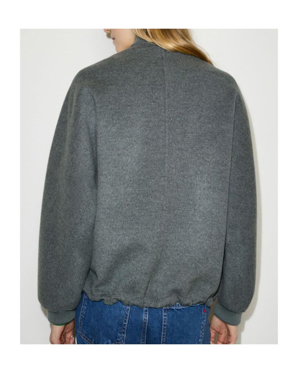 MAX&Co. Gray Double-Woven Wool Bomber Jacket