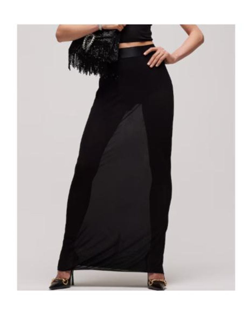 Gucci Black Viscose Crêpe Jersey Long Skirt