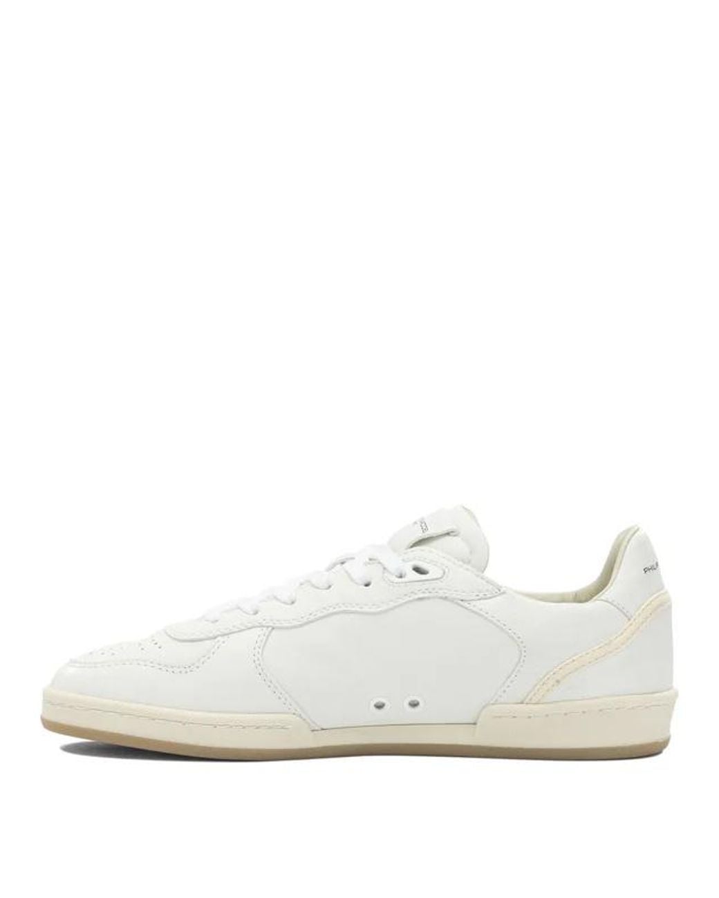 Philippe Model White Leather Sneakers With Light Sole for men