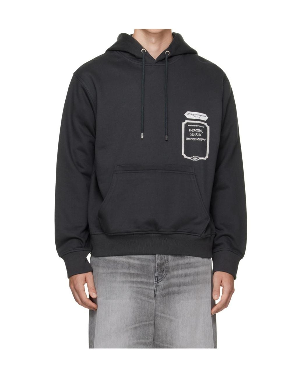 Wooyoungmi Gray Flower Back Logo Hoodie for men
