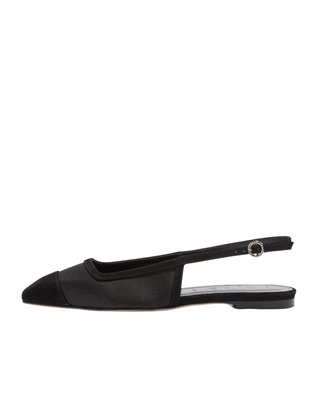 Aeyde Black Mesh Square-Toe Slingback Flats