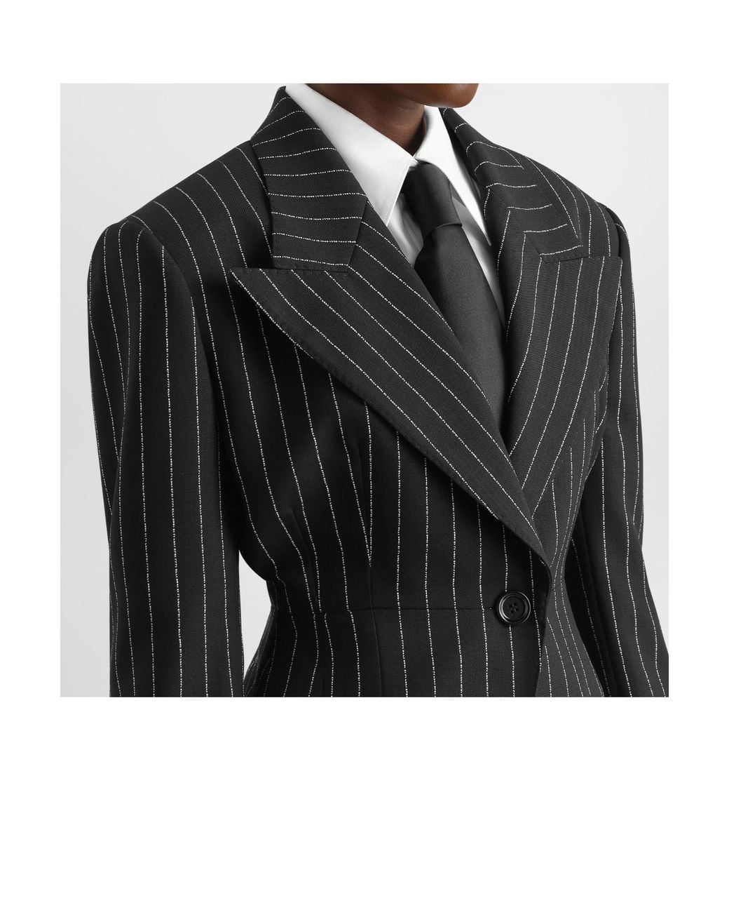 Dolce & Gabbana Black Pinstripe Embroidered Blazer