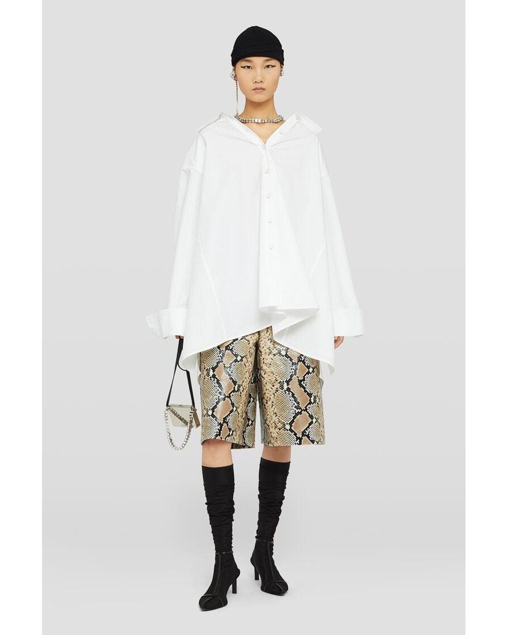 Jil Sander Natural Python Printed Bermuda Shorts