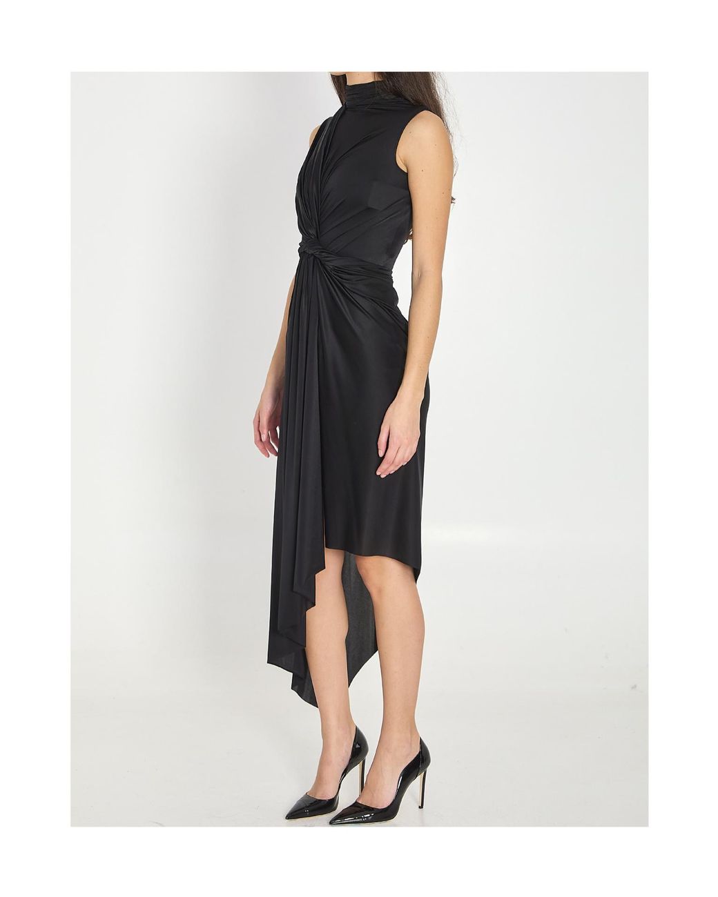Balenciaga Black Asymmetric Stretch Dress