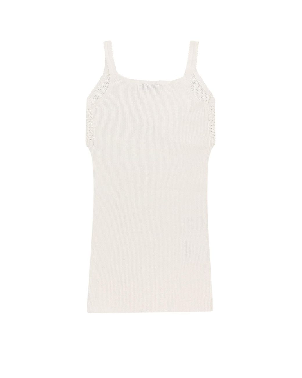 Miu Miu White Logo-Patch Ribbed Top