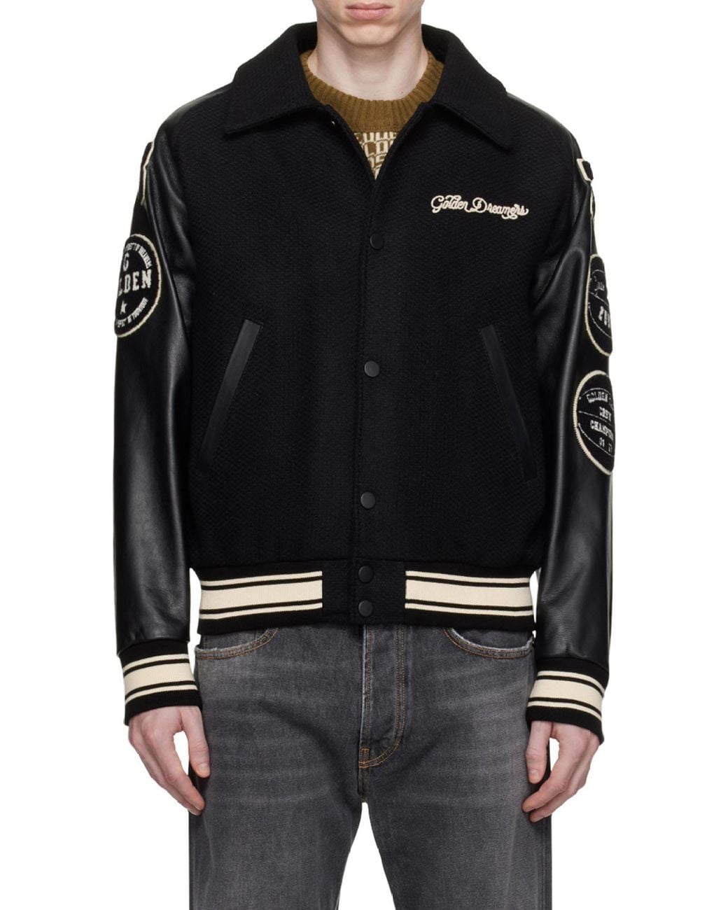 Golden Goose Deluxe Brand Black Logo Embroidered Jacket for men