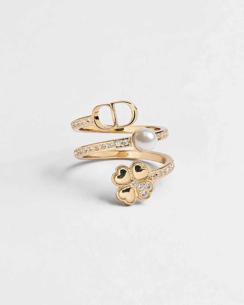Dior Metallic Cd Pearly Clover Ring