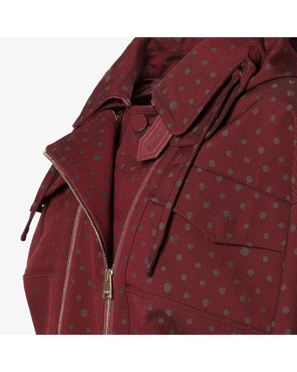 Fendi Red Burgundy Printed Wool Blouson