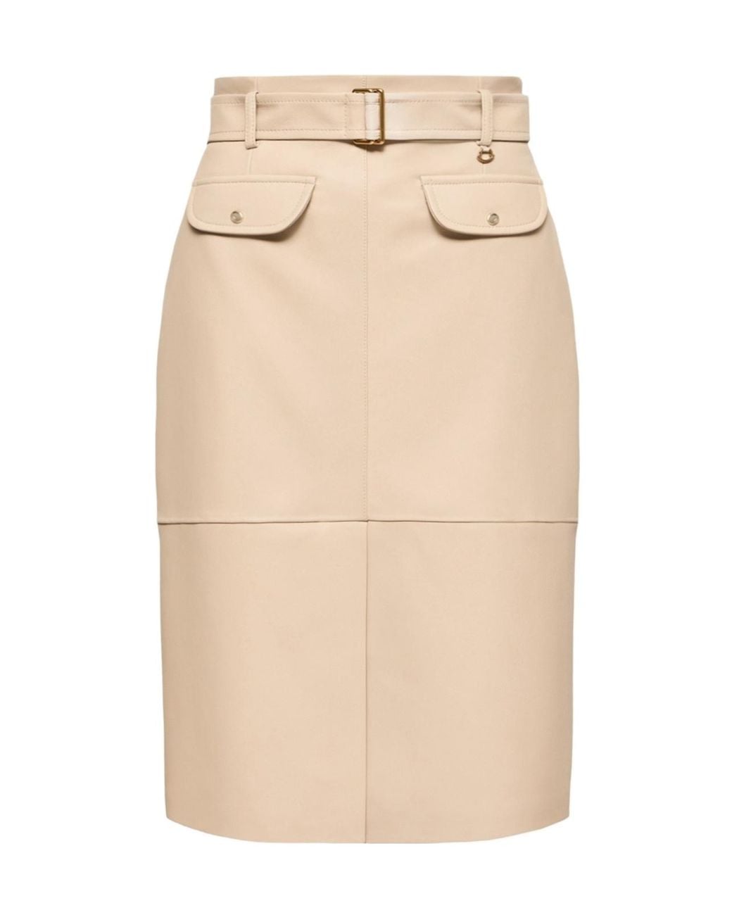 Moncler Natural Knee-Length Leather Skirt