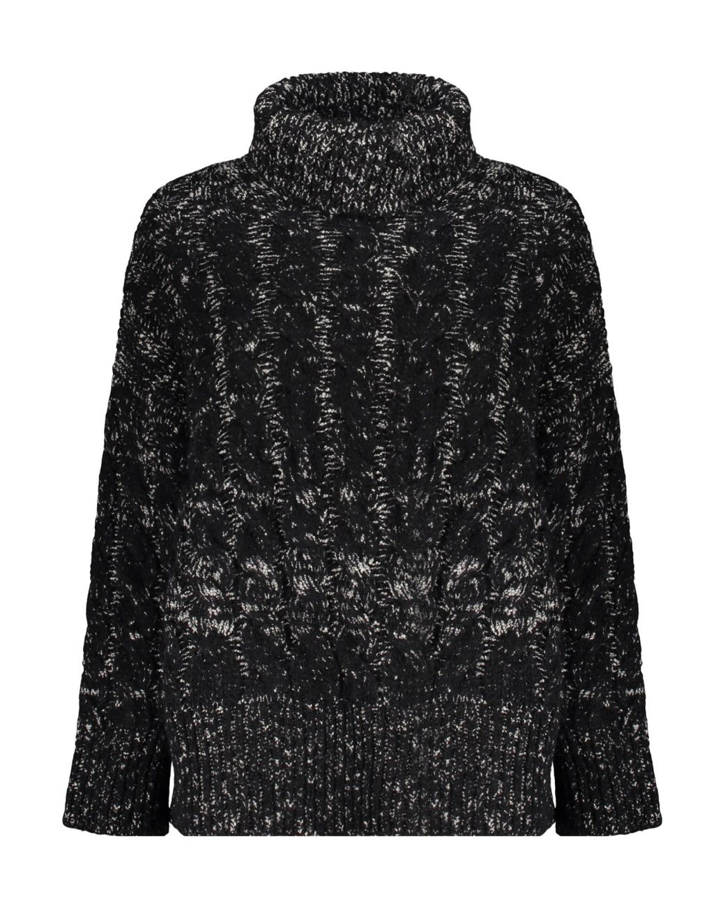 Herno Black Cable-Knit Turtleneck Knitted Sweater