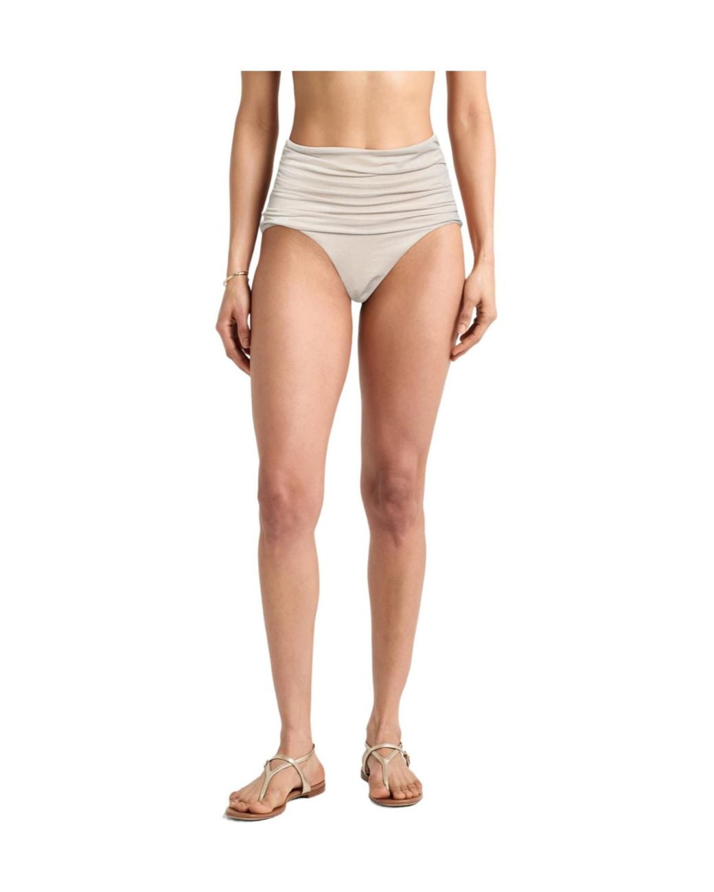 Max Mara Natural High-Waisted Metallic Swim Trunks